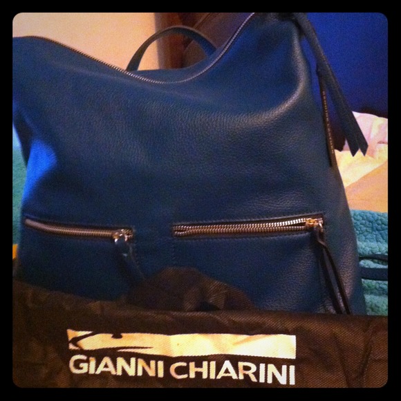 Blue leather bag