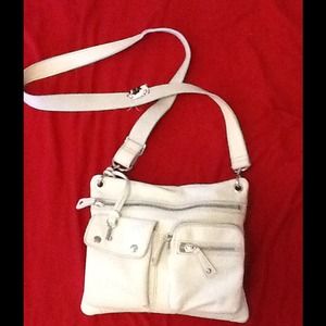 REDUCED Fossil white leather cross body bag