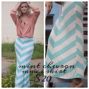 REDUCED!!!! Mint chevron maxi skirt