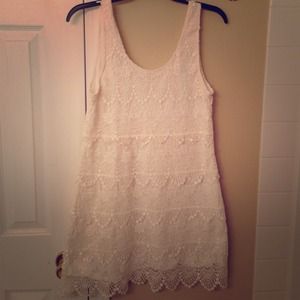White layered crochet dress