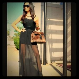 BLACK Forever21 Sheer maxi and kitten heels bundle