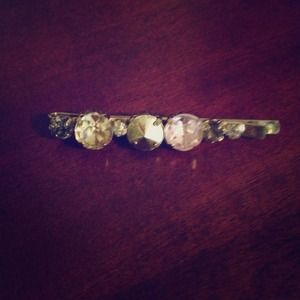 Gold barrette, pink, gray & clear faux diamonds 🎀