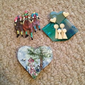 Three vintage hand made pins