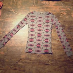 Sweater tribal gray pink brown yellow
