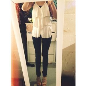 Cream Comfy Braided Layered Top