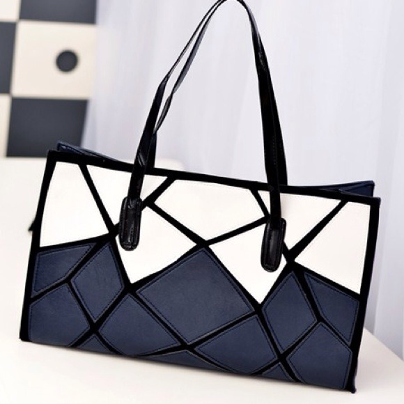 Handbags - New navy geometric faux leather shoulder bag