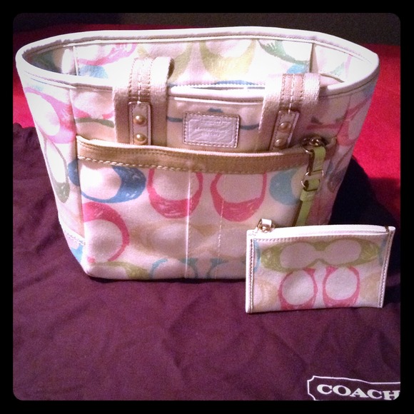 Authentic Coach handbag with small wallet