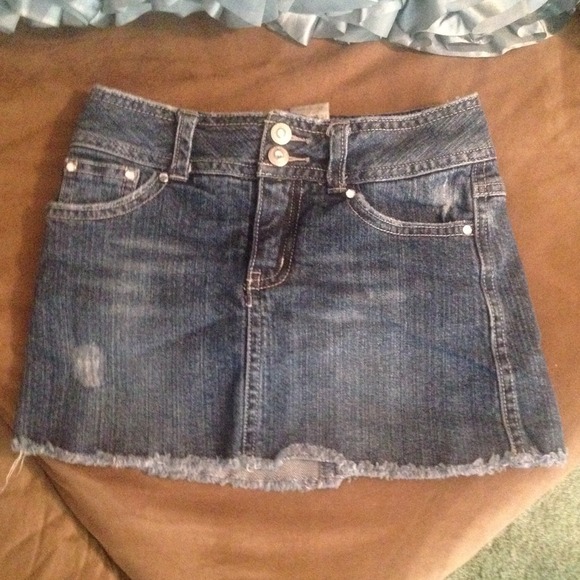 Limited Too Denim & Rhinestone Miniskirt - Picture 1 of 3