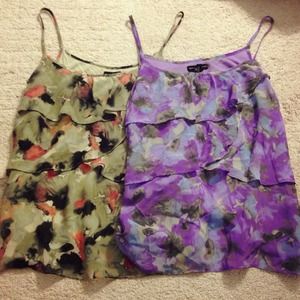 Set of Two Floral Tanks
