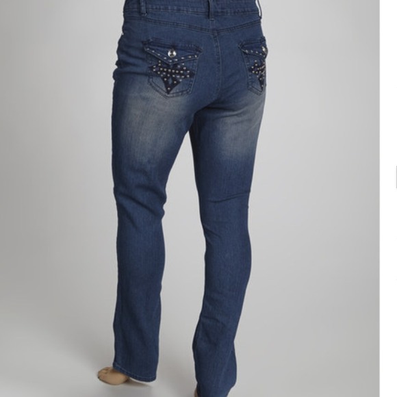 Blue Fade Embellished Pocket Bootcut Jeans - Picture 2 of 2