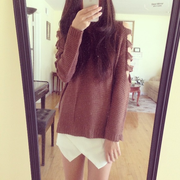 Sweaters - ❌SOLD OUT❌Brown Arm Cut Out Sweater