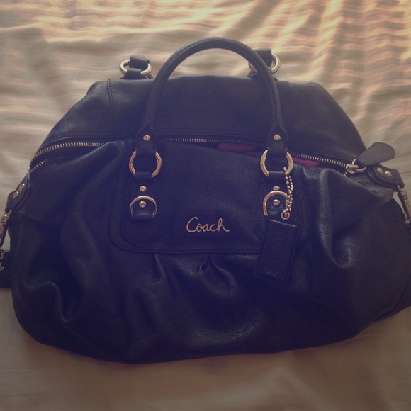 Black leather coach bag