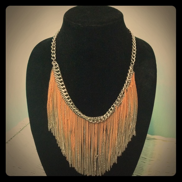 Express Jewelry - Sold in bundle-Express orange fringe necklace