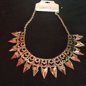 Aztec design gold necklace
