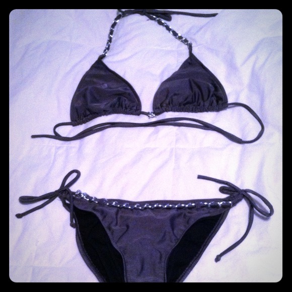 Charcoal with Silver Rope Bikini