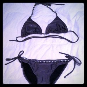 Charcoal with Silver Rope Bikini