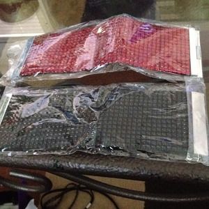 Black and red cuff bracelets