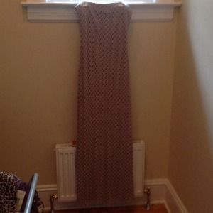 Mauve chrocheted maxi dress.