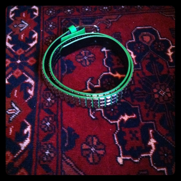 Bright green studded belt