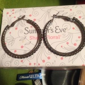 Medium sized black diamond hoops