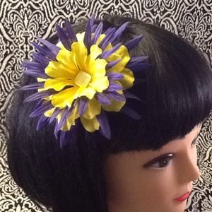 Purple &yellow hair flair flower one of a kind!