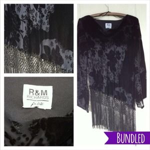 A symmetrical Velvet Burnout Top w/cut out sleeves