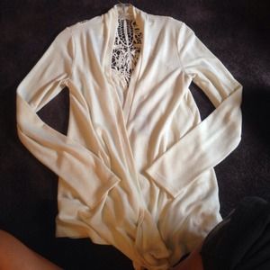 Creme cardigan with detailed back