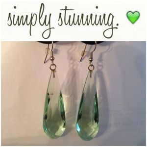 Green Translucent Teardrop Earrings