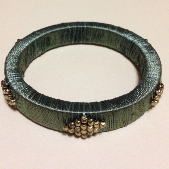 Olive green thread wrapped bangle