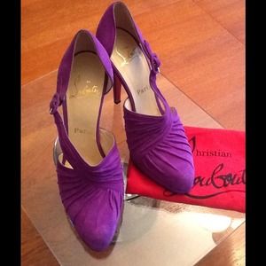 Christian Louboutin Auth. Purple Suede Heels 38.5