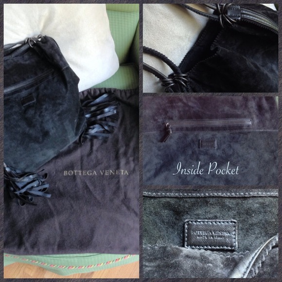 BOTTEGA VENETA Suede Drawstring Tassel Black Bag - Picture 4 of 4