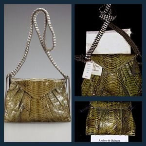 Italian Leather Python Clutch w/crystals strap