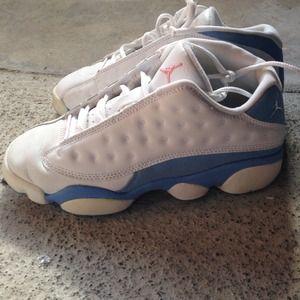 Baby blue with PINK jumpman Jordan 13's