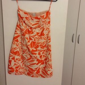 Strapless Hawaiian print dress