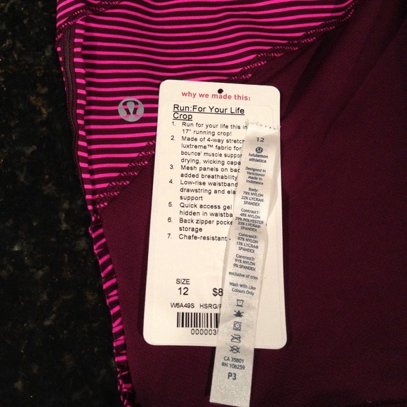 💸BUNDLED & SOLD💸 Lululemon Run 4 Your Life Crop - Picture 2 of 2