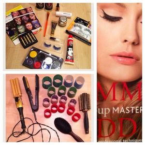 Makeup, hair stuff, book