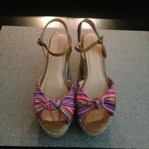 Pink and purple wedge sandles