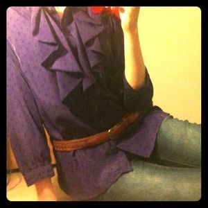 George purple ruffled blouse