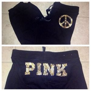 SOLD 🔴. VS Pink BLING black sweats 🎀