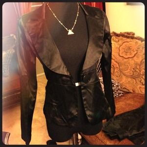 Black satin like blazer NWOT