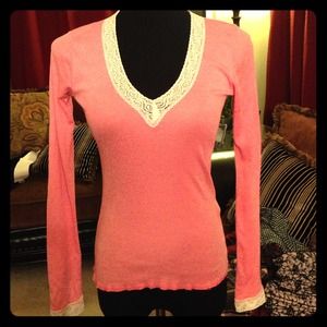 Coral color long sleeves top