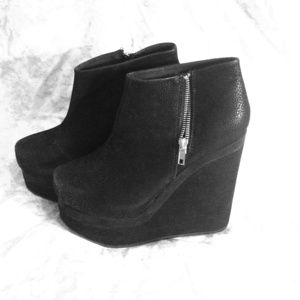 H&M Black Suede Wedges with Zipper