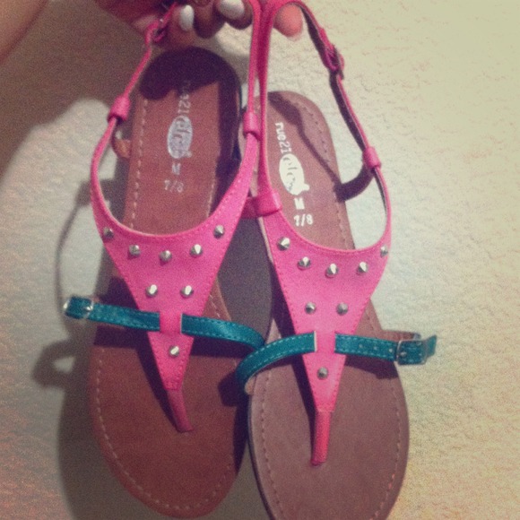 Pink & teal sandals with stud from rue21