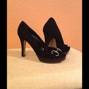 Authentic Suede Gucci Peep Toe Heels