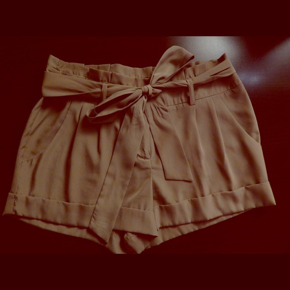 Tan ribbon shorts