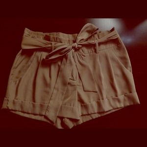 Tan ribbon shorts