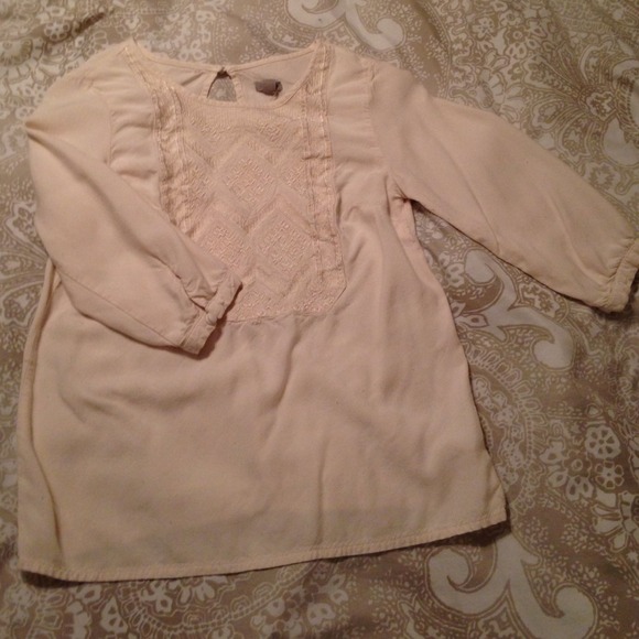 Ivory Embroidered Ecoté Top