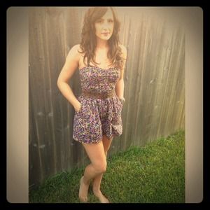 Purple floral romper