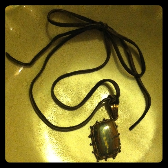 Brown leather and tigers eye necklace