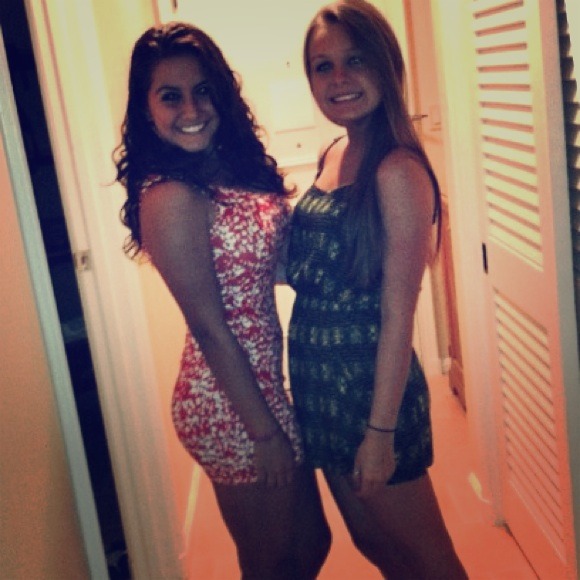 Red and white dress